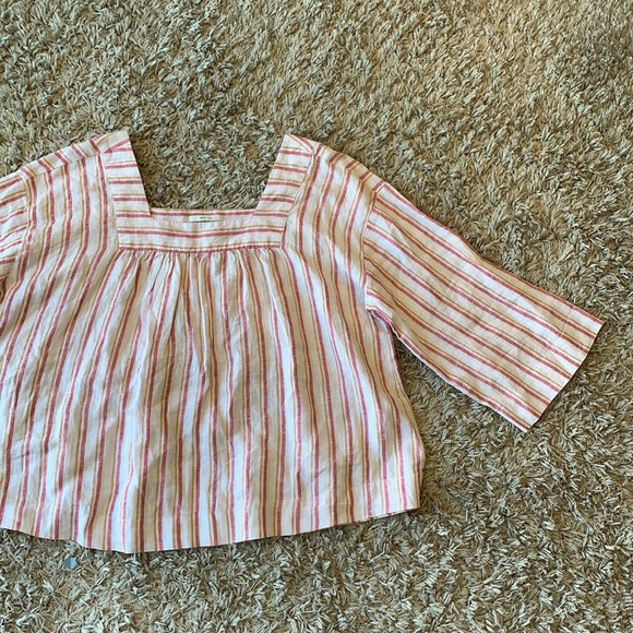 RACHEL ZOE 100% Linen Striped Top - Picture 2 of 14